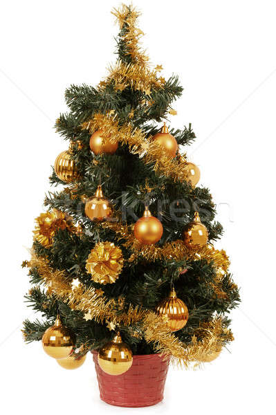 small christmas tree in pot with yellow balls  Stock photo © artush