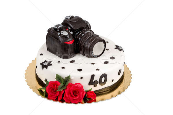 birthday cake for forty anniversary with modern DSLR photo camera Stock photo © artush