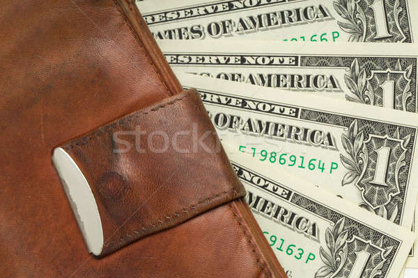 Stock photo: leather wallet with money