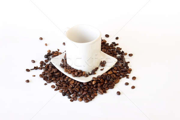 coffee mug spoon with spilled coffee on white  Stock photo © artush
