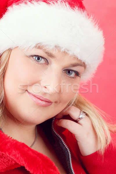 Portrait joyeux jolie femme rouge chapeau [[stock_photo]] © artush