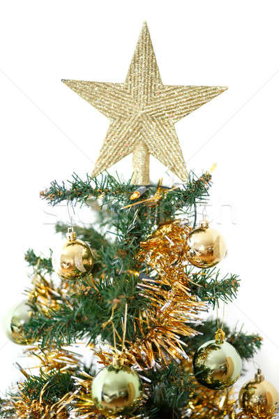 Decorated christmas tree with yellow and green balls stock photo © artush (#3747638) | Stockfresh