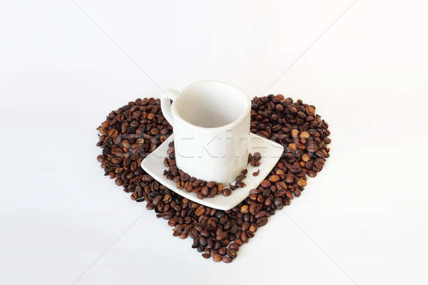 Stockfoto: Koffiemok · koffie · hart · witte · liefde · restaurant