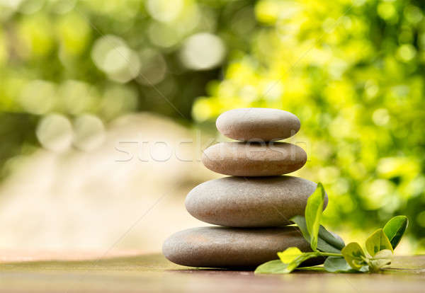 Pile of balancing pebble stones outdoor Stock photo © artush