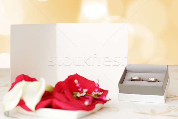wedding announcement with rings and space for text, focus wedding anouncement, blurred rings, focus  Stock photo © artush
