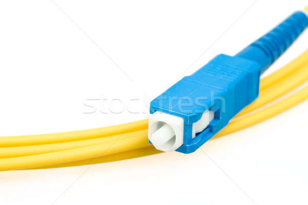 Stock photo: blue fiber optic SC connector patchcord