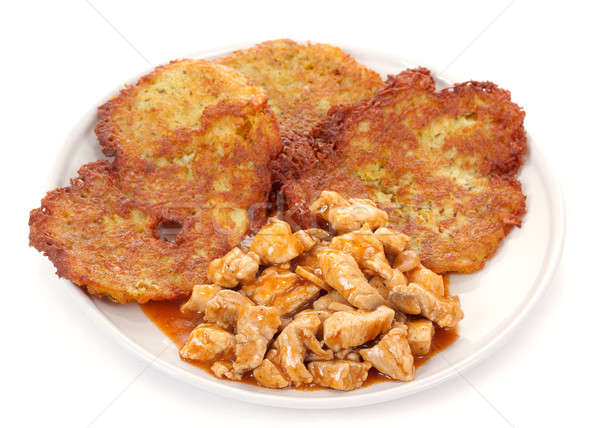 Potato pancakes with chicken meat Stock photo © artush