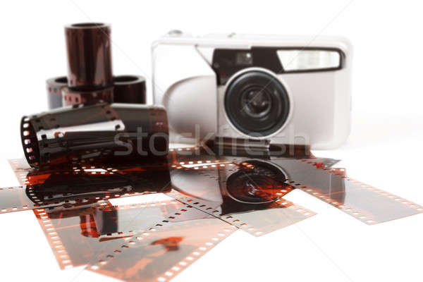 Stock photo: analog photo camera and color negative films