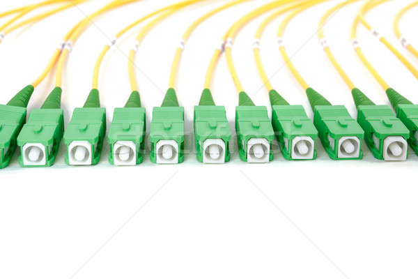 Stock photo: green fiber optic SC connectors