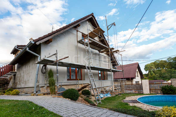 Stock foto: Bau · Reparatur · ländlichen · Haus · Festsetzung · Fassade