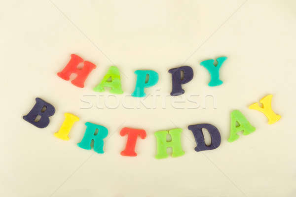Születésnapi torta szöveg boldog születésnapot tizenhárom évforduló fehér Stock fotó © artush