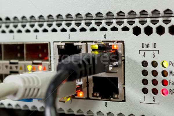 Stock photo: Technology center with fiber optic PON equipment