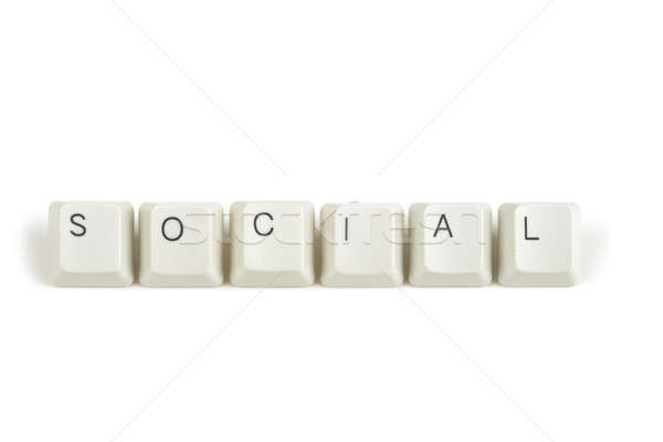 социальной клавиатура ключами белый текста изолированный Сток-фото © artush