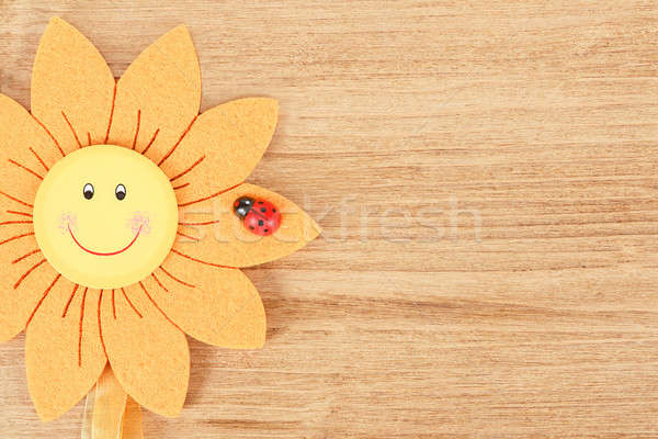 wooden board for spring message with flowers Stock photo © artush