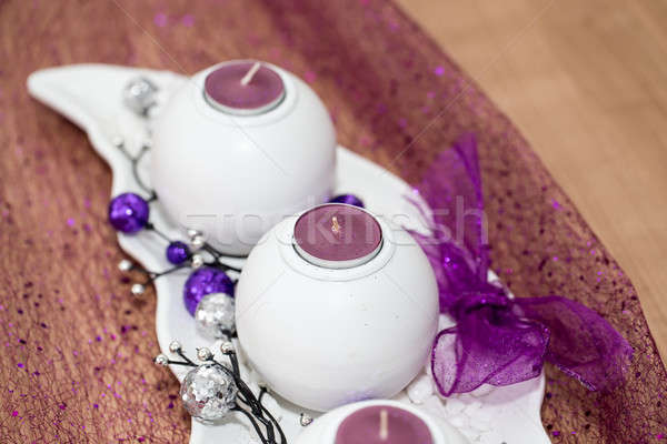Domu dekoracji aromatyczny Świeca fioletowy kolor Zdjęcia stock © artush