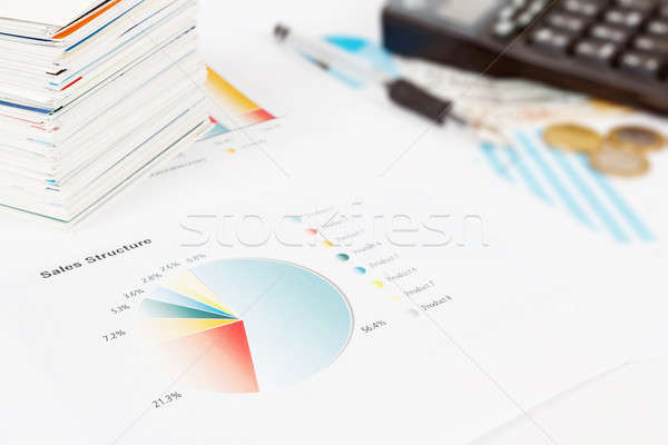 calculator, charts, pen, business cards, workplace businessman,  Stock photo © artush