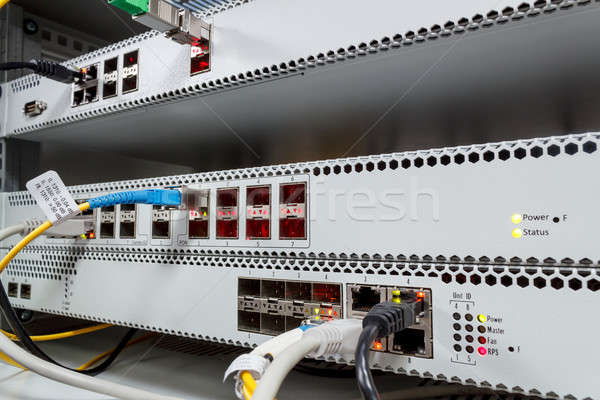 Technology center with fiber optic PON equipment Stock photo © artush