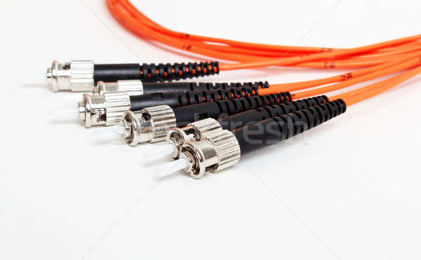 orange fiber optic ST connector patchcord Stock photo © artush