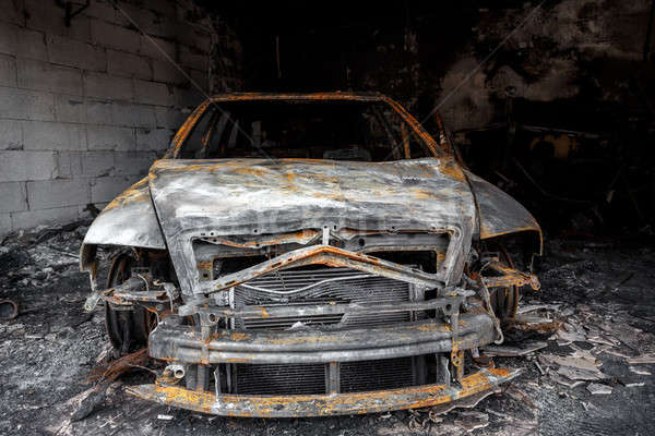 Close up photo of a burned out car Stock photo © artush