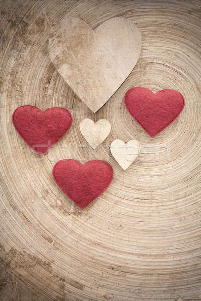 Valentijnsdag houten harten retro valentijnsdag dag Stockfoto © artush