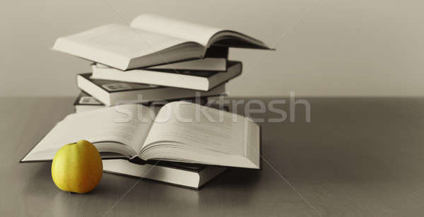 green apple and opened books  Stock photo © artush