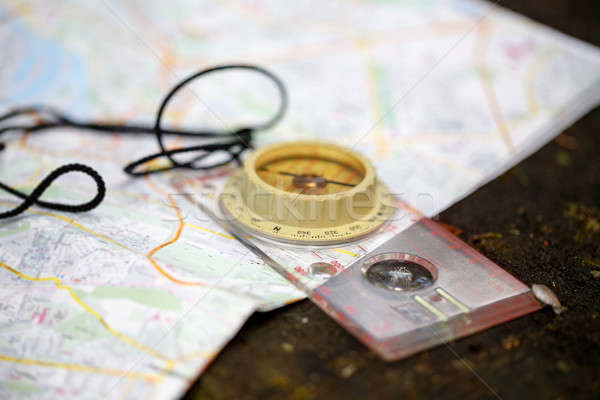old touristic compass on map  Stock photo © artush