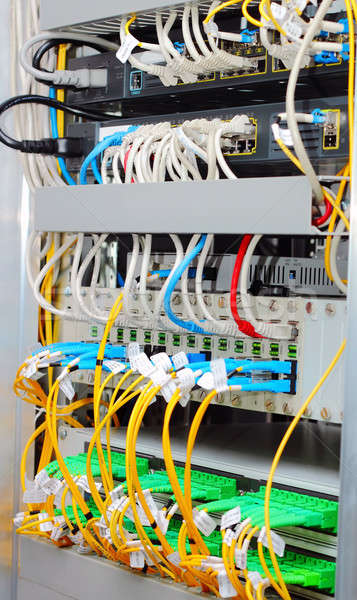 fiber optic datacenter with media converters and optical cables  Stock photo © artush
