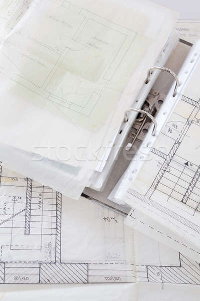 Architektonisch Pläne Altpapier Datei Projekt Papier Stock foto © artush
