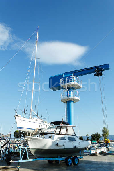 crane in yachts service and shipyard in port Stock photo © artush