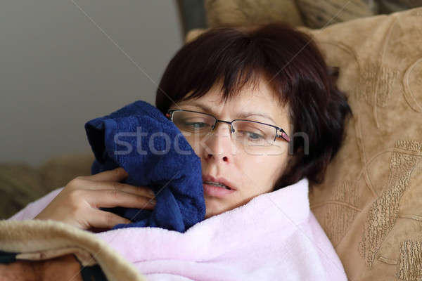 Vrouw home tanden midden leeftijd Stockfoto © artush