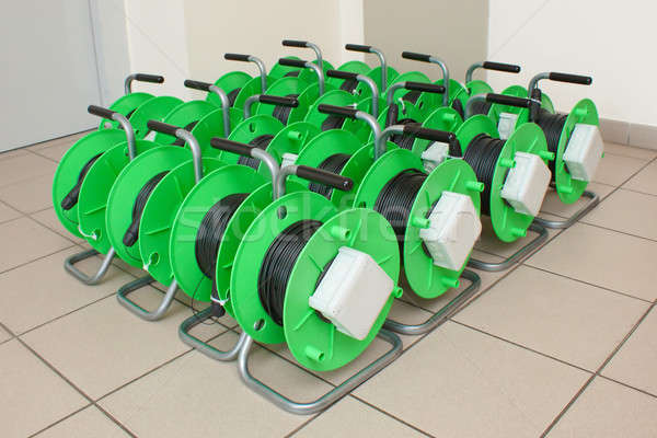 Group of cable reels for new fiber optic installation Stock photo © artush