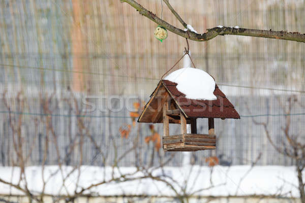 Hiver jardin maison bois oiseau maison [[stock_photo]] © artush