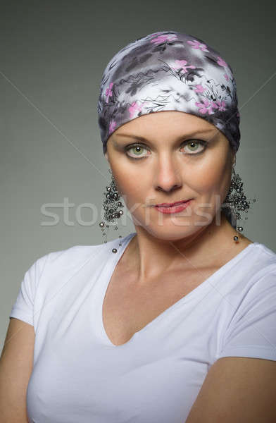 Frumos mijloc varsta femeie cancer pacient Imagine de stoc © artush