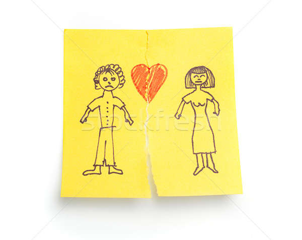 Divorce note collante papier famille mère hommes Photo stock © ashumskiy