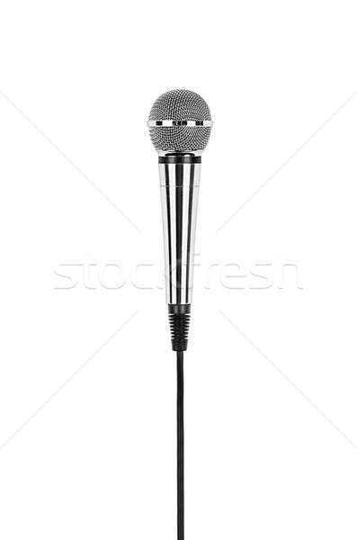 Foto stock: Microfone · cabo · isolado · branco · concerto · preto