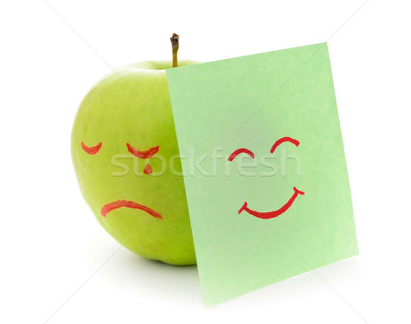 Pleurer pomme blanche sourire fond triste [[stock_photo]] © ashumskiy