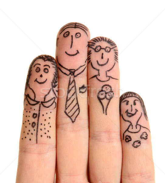 Dedos família isolado branco negócio mão Foto stock © ashumskiy