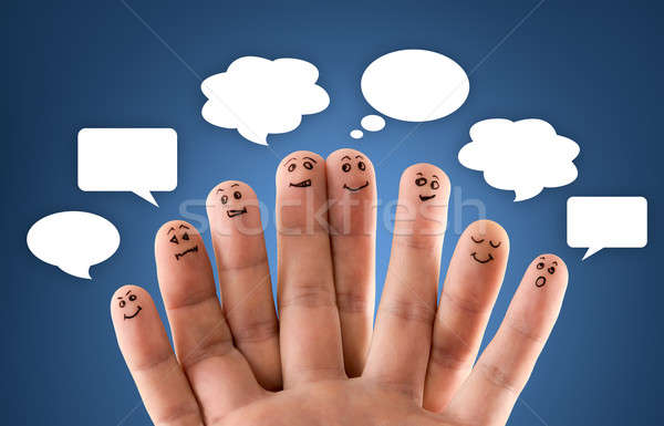 快樂 組 手指 表情 社會的 交談 商業照片 © ashumskiy