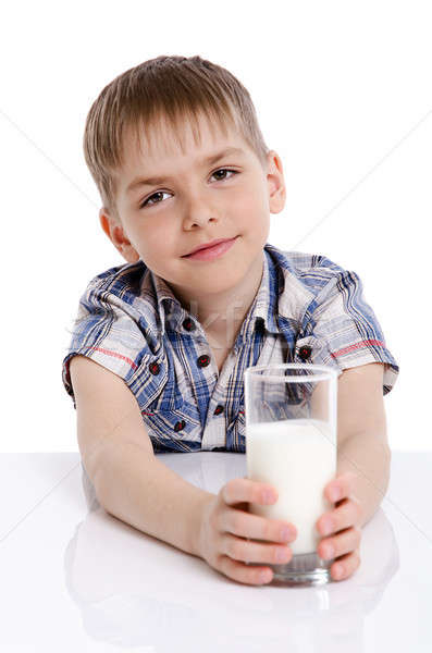 Mutlu çocuk cam süt tablo Stok fotoğraf © ashumskiy