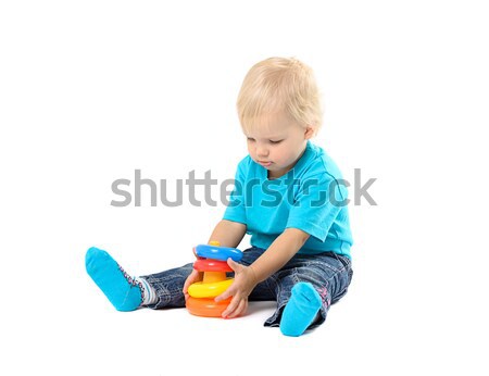 Cute Kid девушки играет образовательный игрушку Сток-фото © ashumskiy