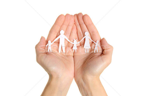 Hârtie familie lanţ protecţie mâini Imagine de stoc © ashumskiy