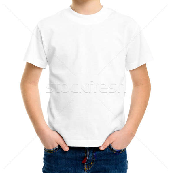 Stock foto: Weiß · tshirt · cute · Junge · isoliert · Mann