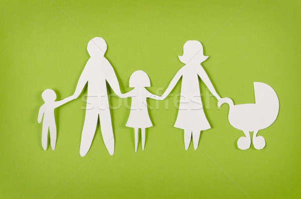 Fericit hârtie familie verde femeie Imagine de stoc © ashumskiy