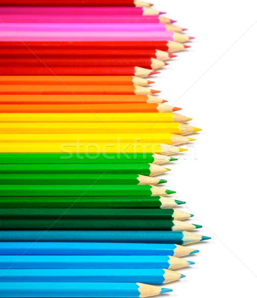顏色 鉛筆 孤立 白 紙 學校 商業照片 © ashumskiy