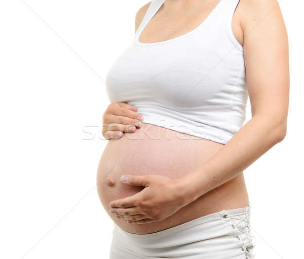 圖像 孕婦 觸摸 肚 手 孤立 商業照片 © ashumskiy
