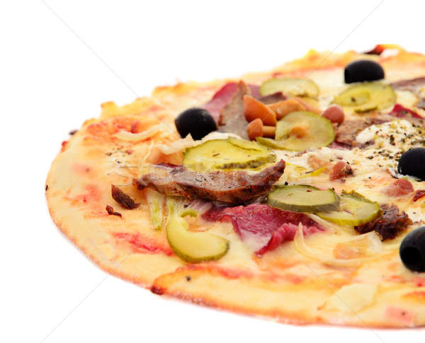 Foto stock: Pizza · aislado · blanco · cena · rojo