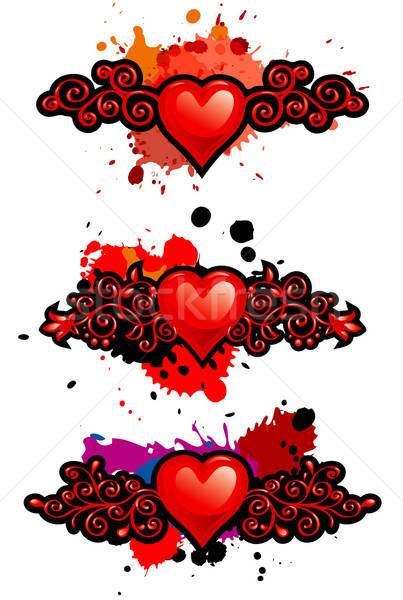 Foto stock: Conjunto · corações · amor · coração · vermelho · nosso