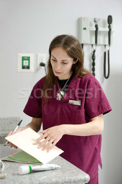 looking through the medical files of a pet Stock photo © aspenrock