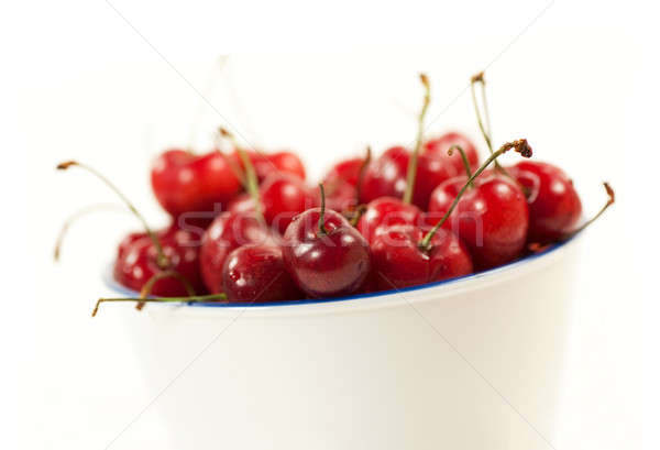 Rouge cerises blanche émail bol fraise [[stock_photo]] © aspenrock