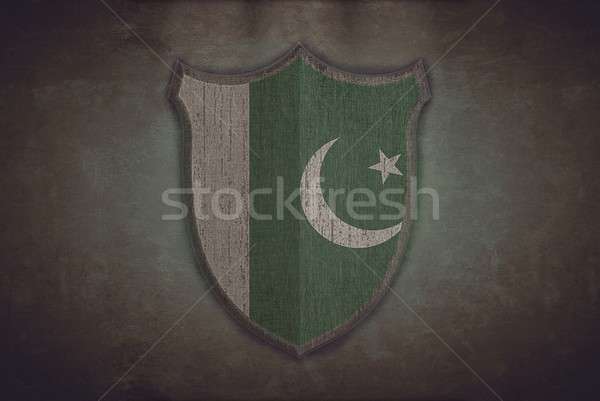 Pajzs Pakisztán zászló illusztráció öreg háttér Stock fotó © asturianu